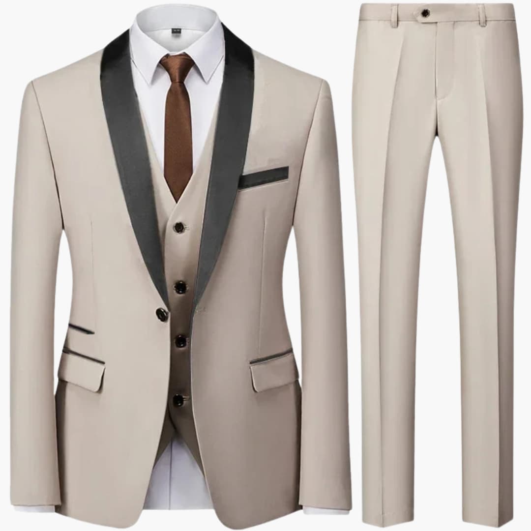 Men's Slim Fit Three-Piece Suit for Formal Occasions Year-Round