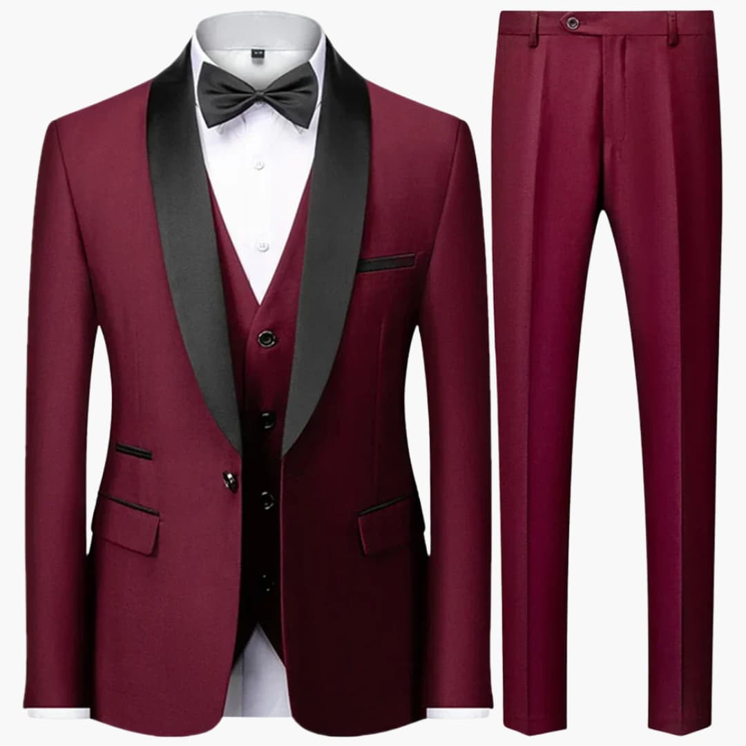 Men's Slim Fit Three-Piece Suit for Formal Occasions Year-Round