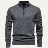 The Ashford Hill Men's Diamond Pattern Quarter Zip Knit Sweater