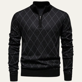 The Ashford Hill Men's Diamond Pattern Quarter Zip Knit Sweater