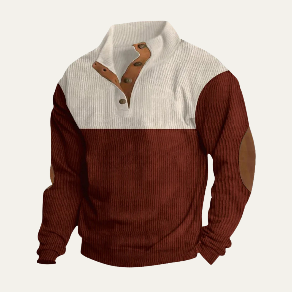 The Redfield Men's Corduroy Color Block Button Neck Sweater