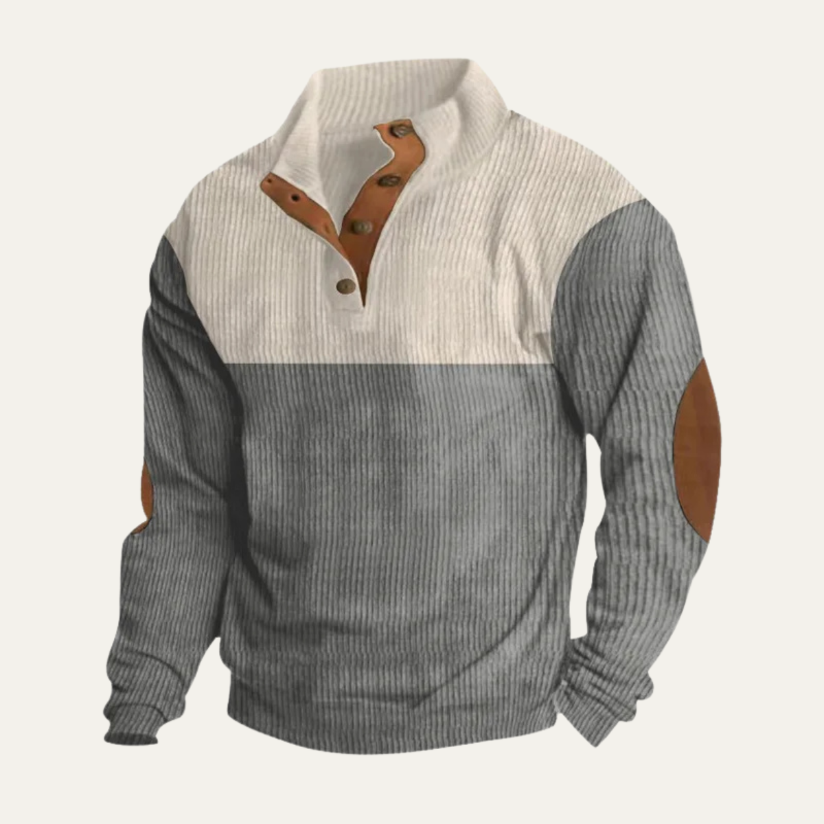 The Redfield Men's Corduroy Color Block Button Neck Sweater