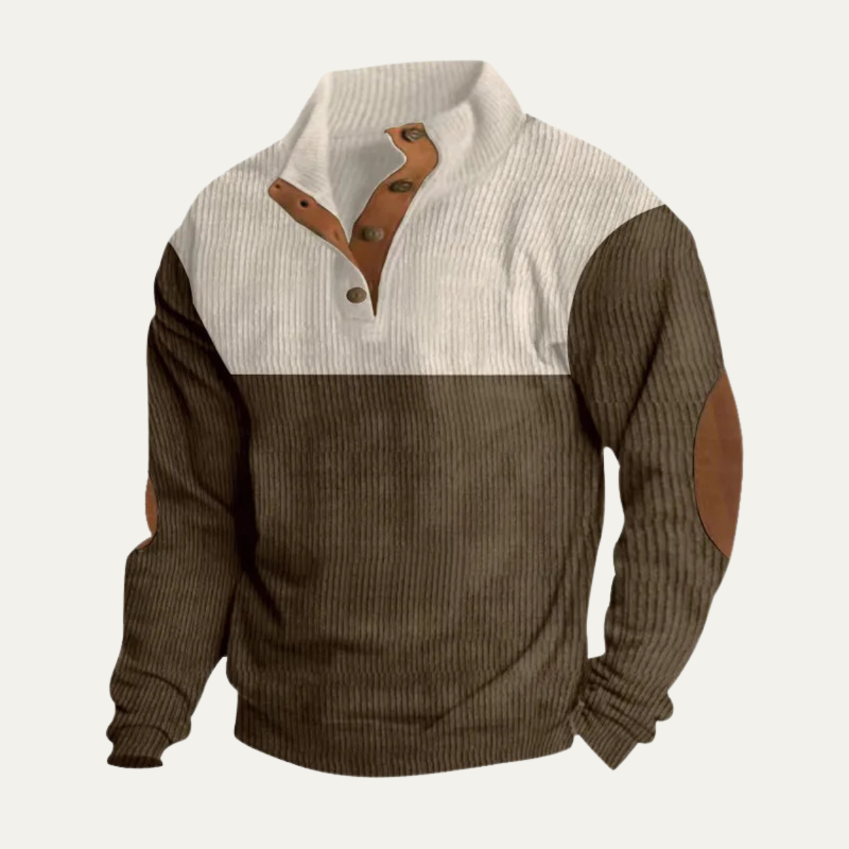 The Redfield Men's Corduroy Color Block Button Neck Sweater