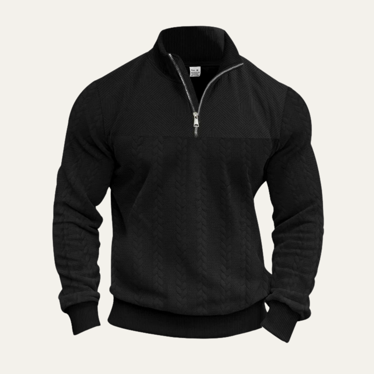 The Willowridge Men's Warm Jacquard Pattern Half Zip Knit Sweater