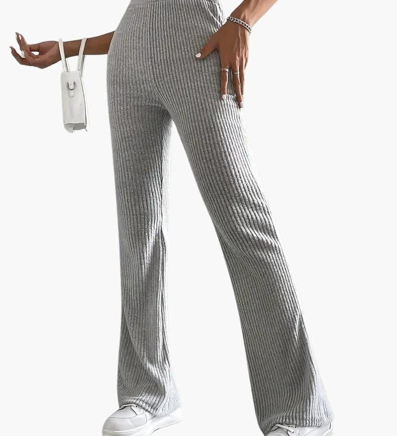 Wide High Waist Knit Pants for Women – Comfortable Lounge Fit