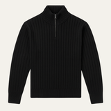 The Venezia Men's Ribbed Half Zip Sweater - Black