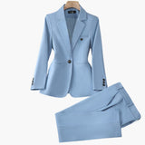 Blazer Set for Women with Lapel and Button Placket in Front