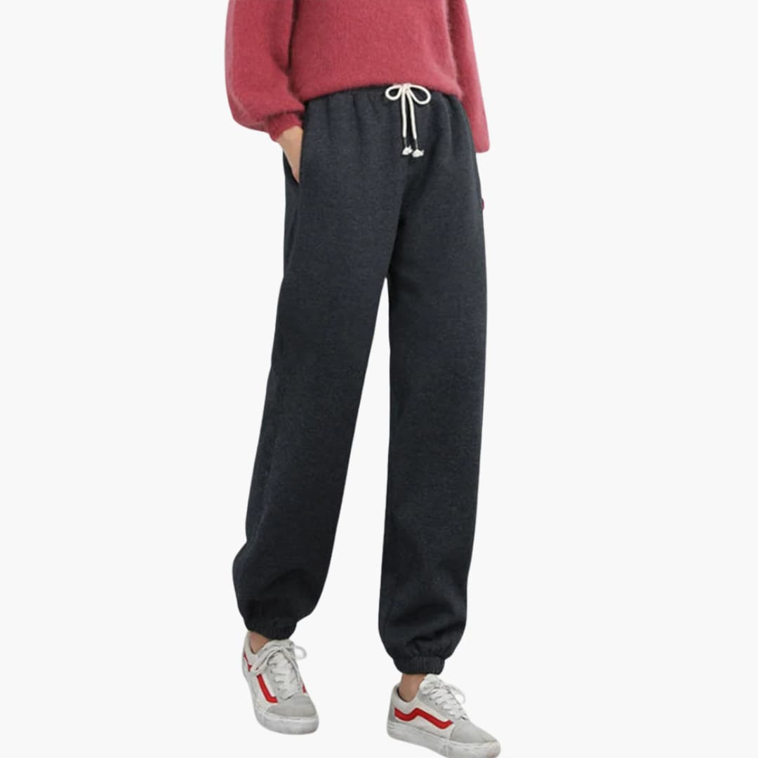 Women's Jogging Pants with Drawstring Waistband and Cuffs