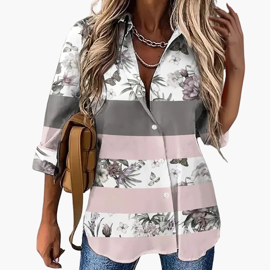 Floral Casual Top for Women - Summery Floral Pattern