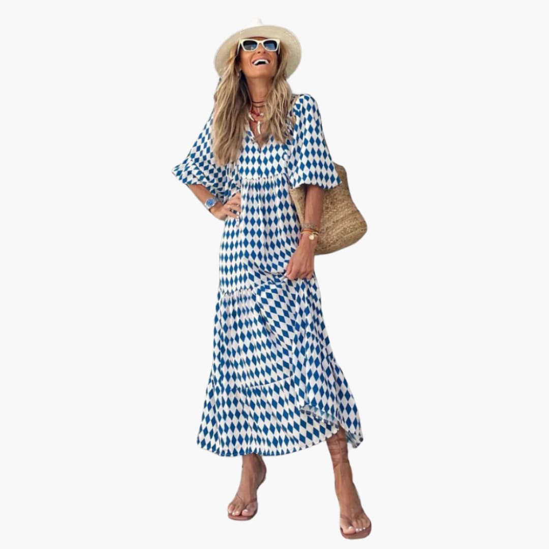 Boho Maxi Dress for Women - Floral Pattern & Loose Fit