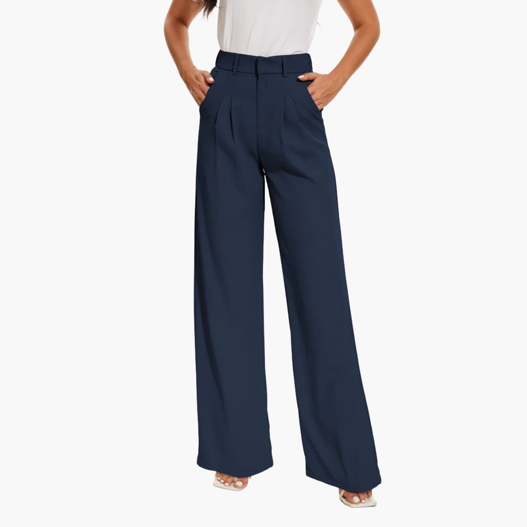 Wide Leg High-Waisted Trousers for Women - Casual Trousers