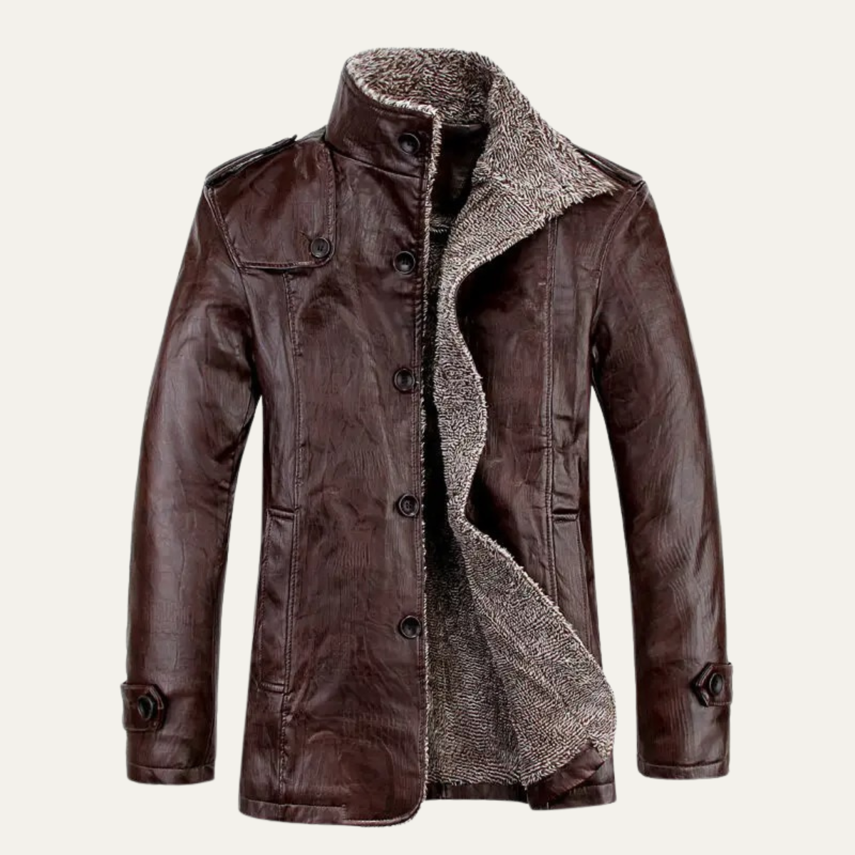 The Prosecco Men’s Winter Fleece Lined Leather Jacket
