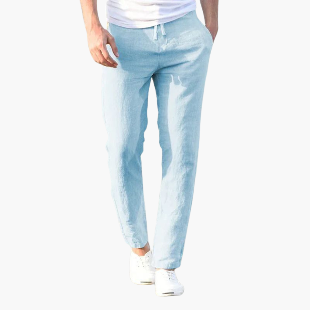 Men’s Summer Pants with Straight Legs and Waistband
