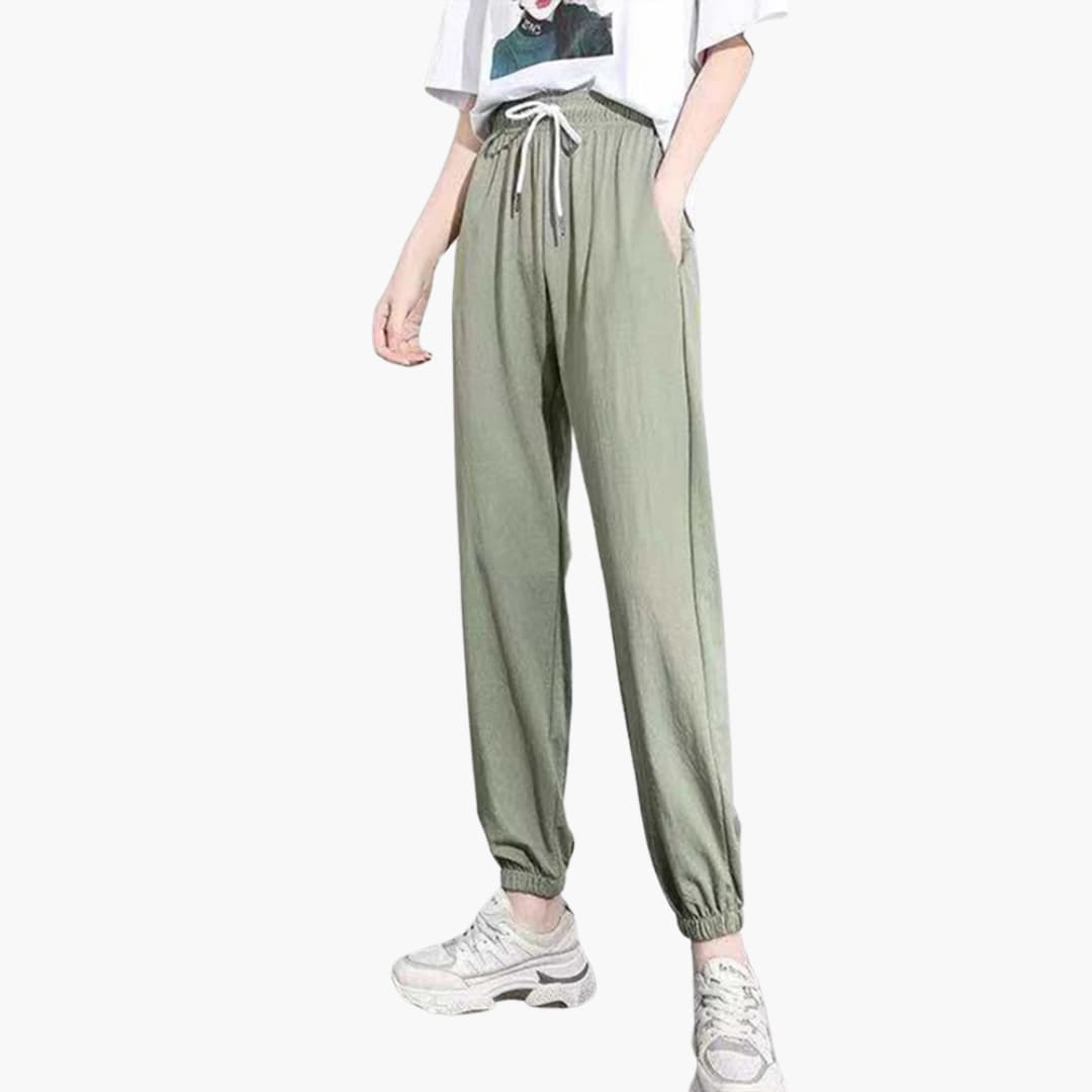 Women's Jogging Pants with Drawstring Waistband and Cuffs