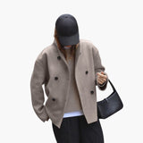 Women's Jacket with Loose Fit and Button Closure in Front