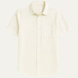 The Monaco Men's Linen Old Money Short-Sleeve White Shirt
