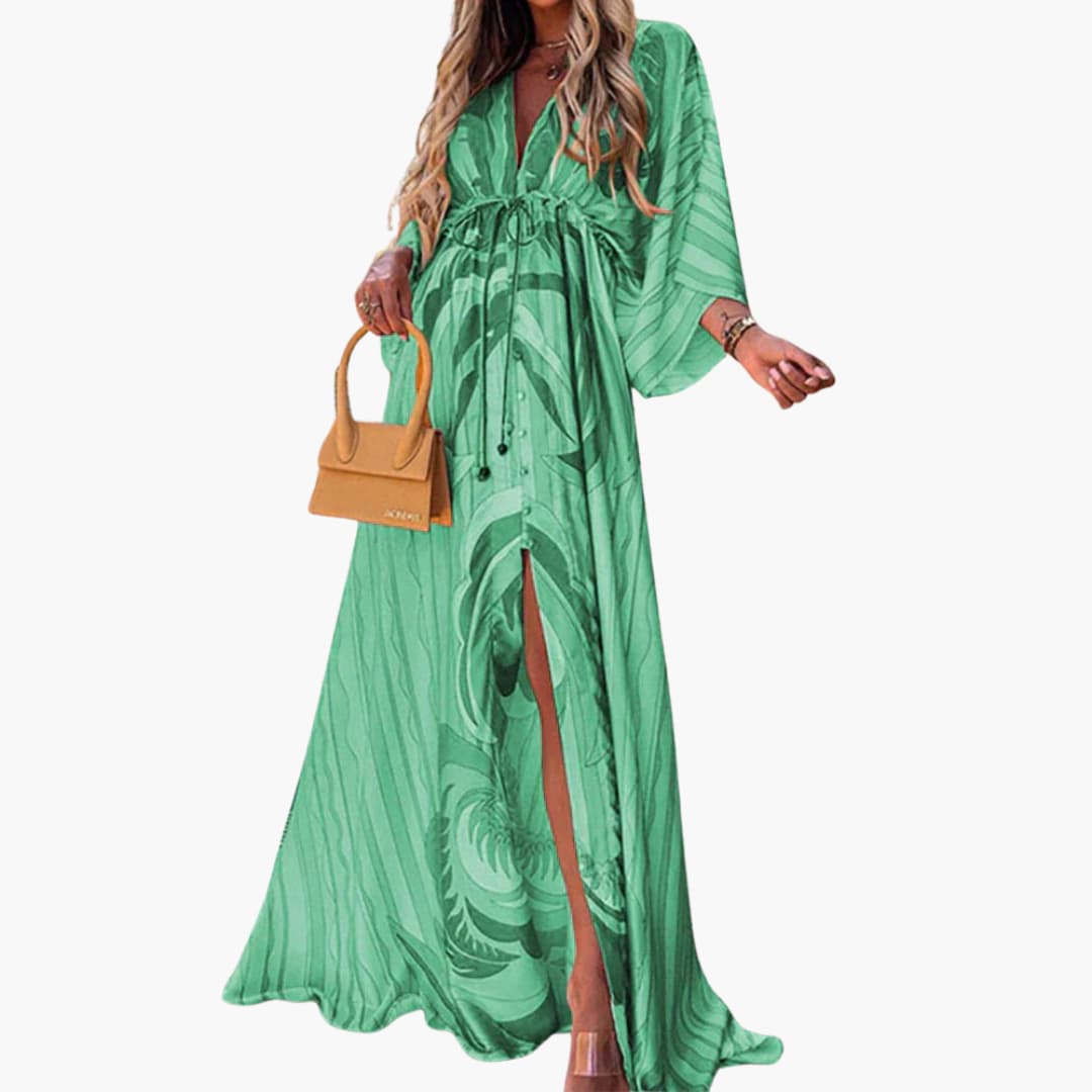 Colorful Summer Dress - Women's Maxi Dress with Floral Print