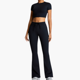 Black High-Waist Yoga Pants - Women's Comfort with Tummy Control