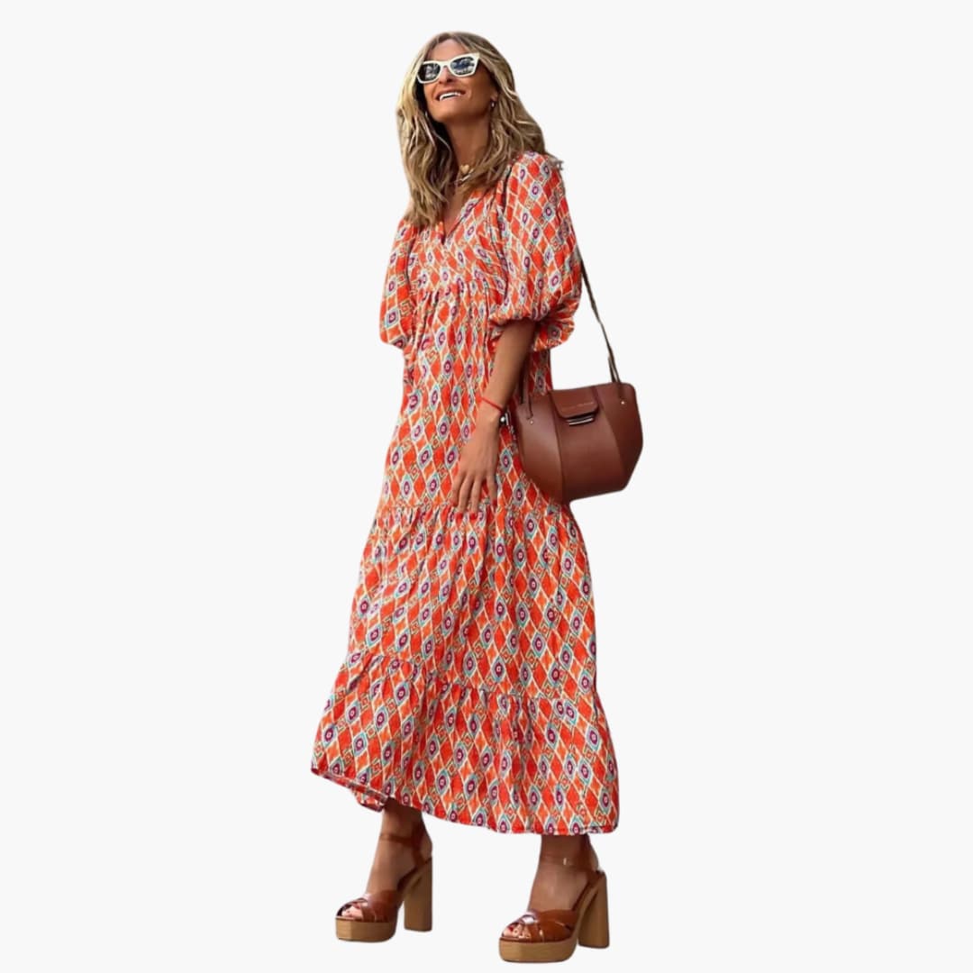 Boho Maxi Dress for Women - Floral Pattern & Loose Fit
