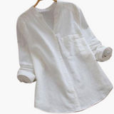 Loose-Fitting Blouse for Women - Long Sleeve, Stand-Up Collar & Casual
