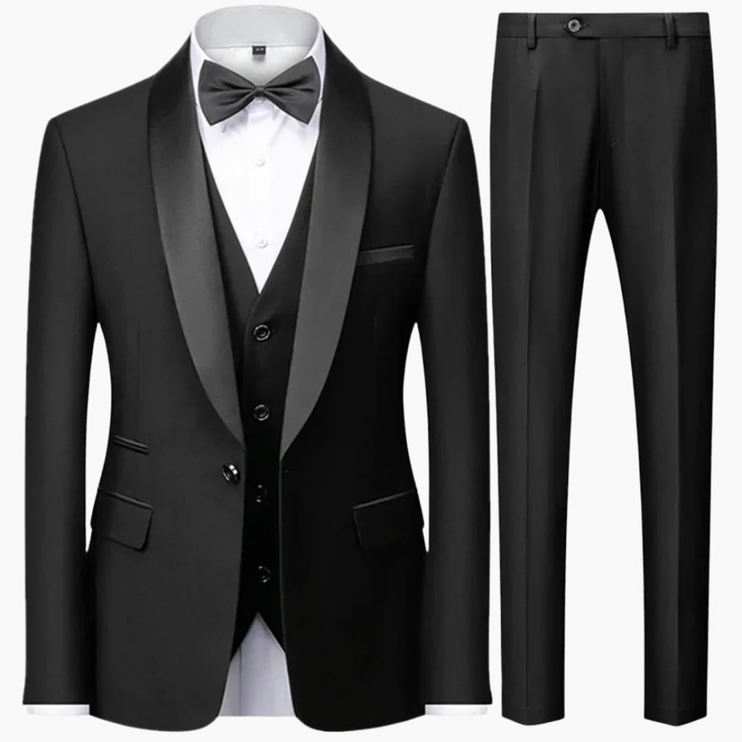 Men's Slim Fit Three-Piece Suit for Formal Occasions Year-Round