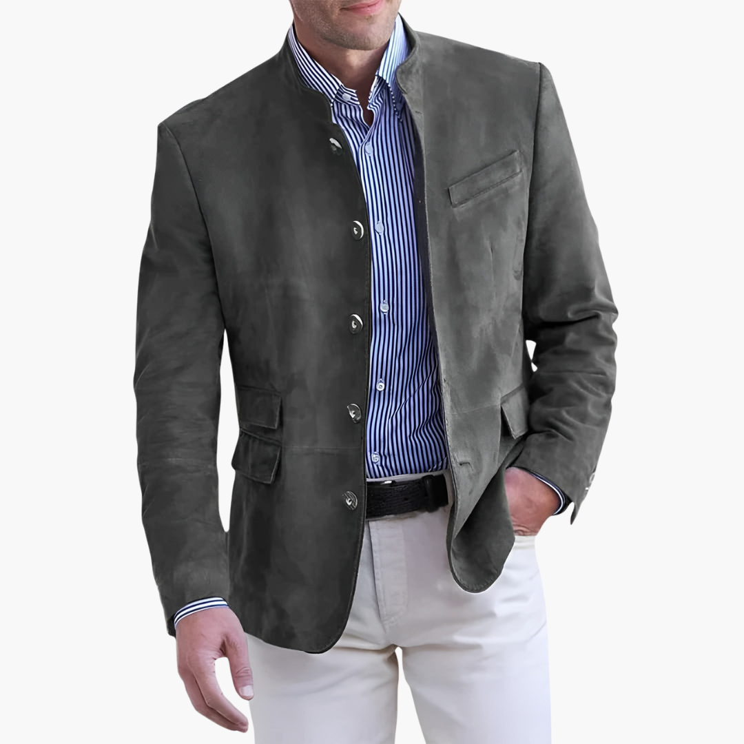 Men's Jacket with Button Closure and Textured Surface