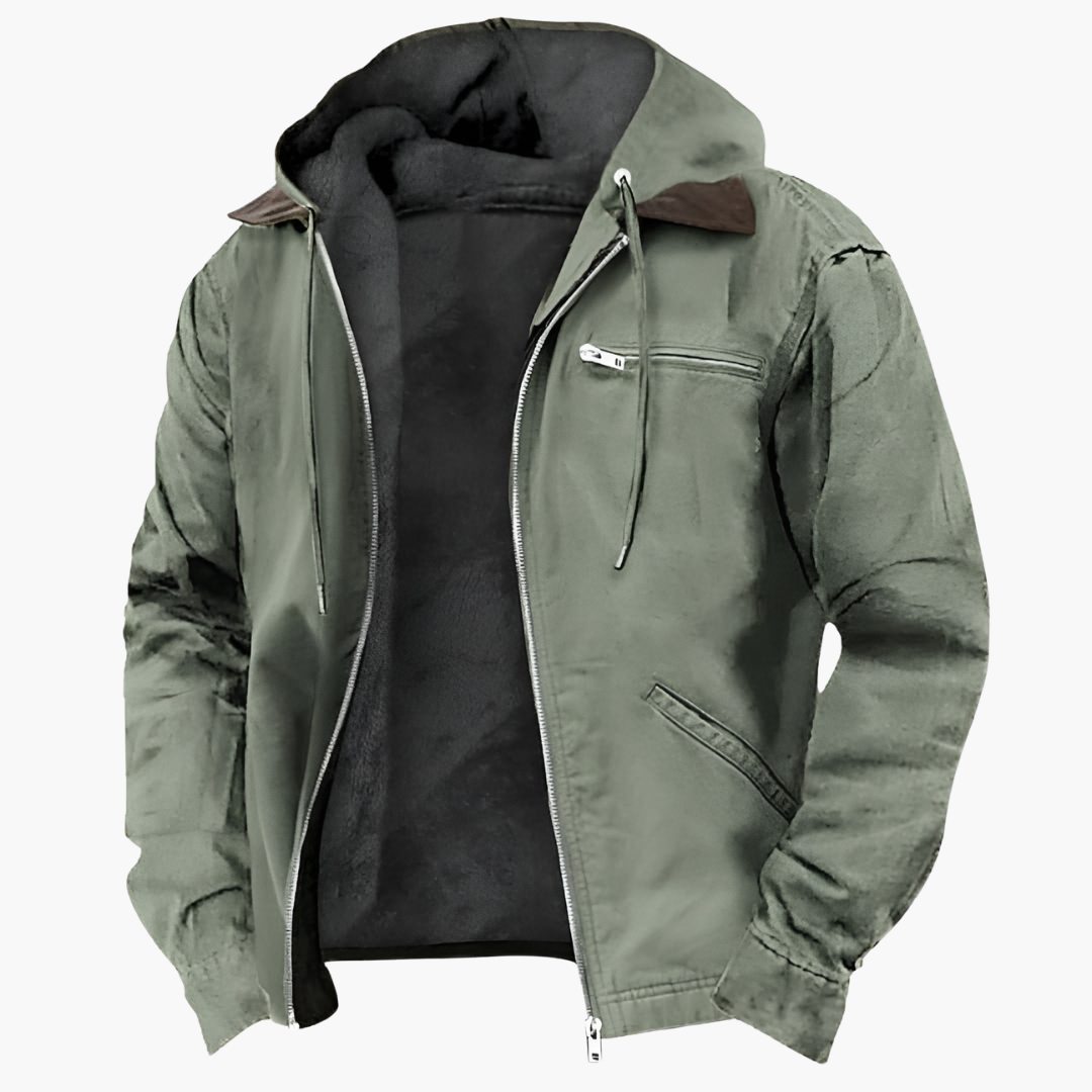 Men's Outdoor Jacket with Hood and Zipper
