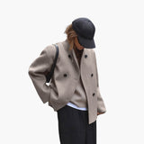Women's Jacket with Loose Fit and Button Closure in Front