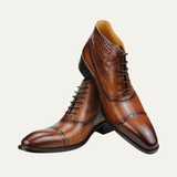 The Capo Vaticano Men’s Formal Leather Brogue Lace Up Ankle Dress Boots