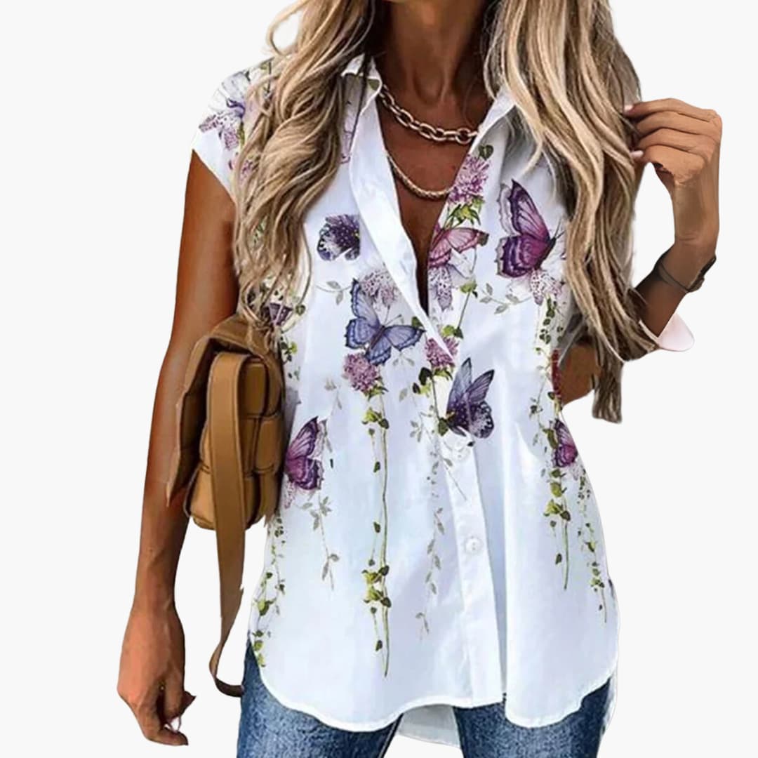 Summer Top for Women with - Butterfly Print Light