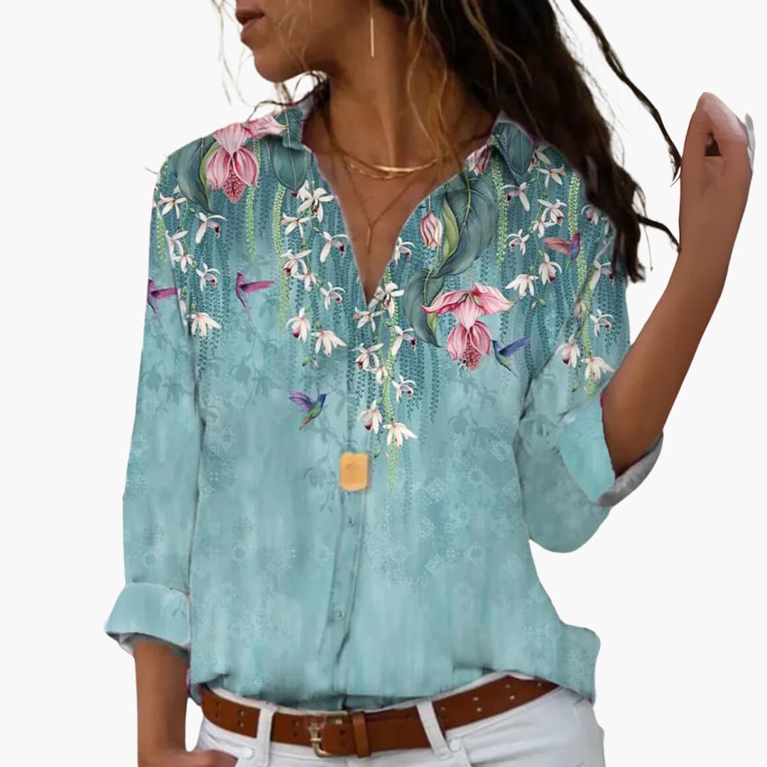 Flower Colorblock Blouse for Women - Stylish & Comfortable