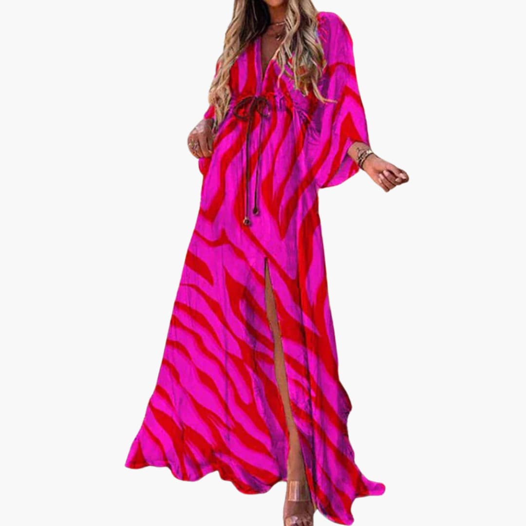 Colorful Summer Dress - Women's Maxi Dress with Floral Print