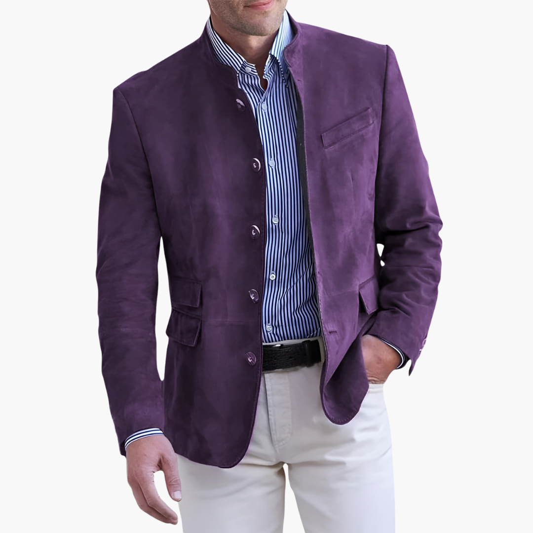 Men's Jacket with Button Closure and Textured Surface