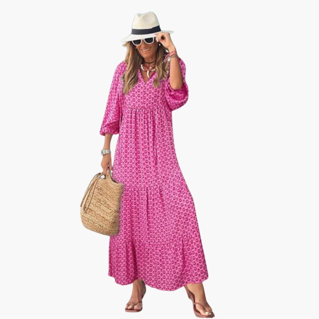 Boho Maxi Dress for Women - Floral Pattern & Loose Fit