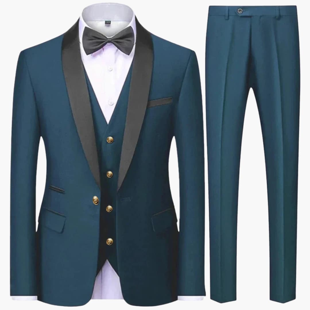 Men's Slim Fit Three-Piece Suit for Formal Occasions Year-Round