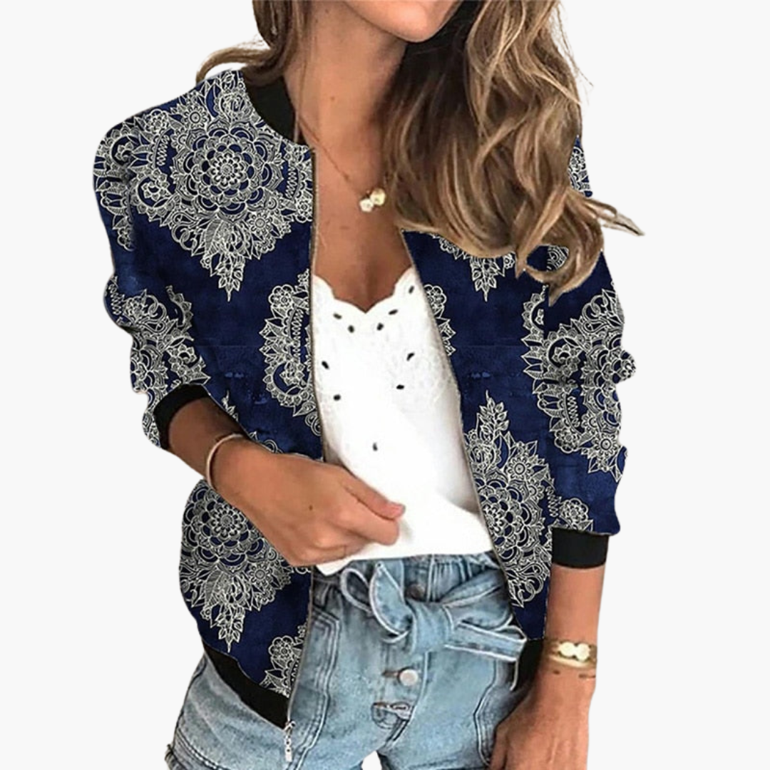 Bomber Jacket for Women - Lightweight & Stylish with Floral Pattern