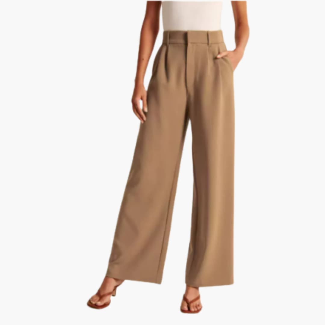 Wide Leg High-Waisted Trousers for Women - Casual Trousers