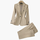 Blazer Set for Women with Lapel and Button Placket in Front