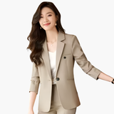 Blazer Set for Women with Lapel and Button Placket in Front