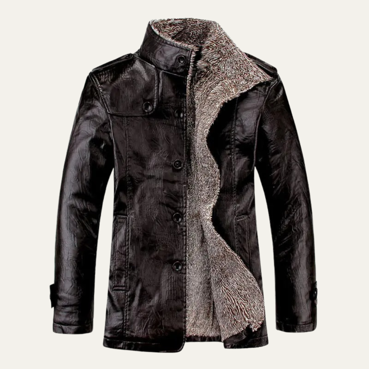 The Prosecco Men’s Winter Fleece Lined Leather Jacket