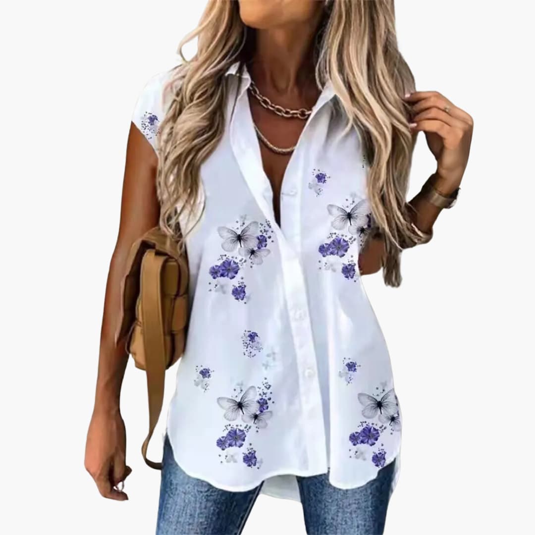 Summer Top for Women with - Butterfly Print Light