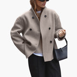 Women's Jacket with Loose Fit and Button Closure in Front