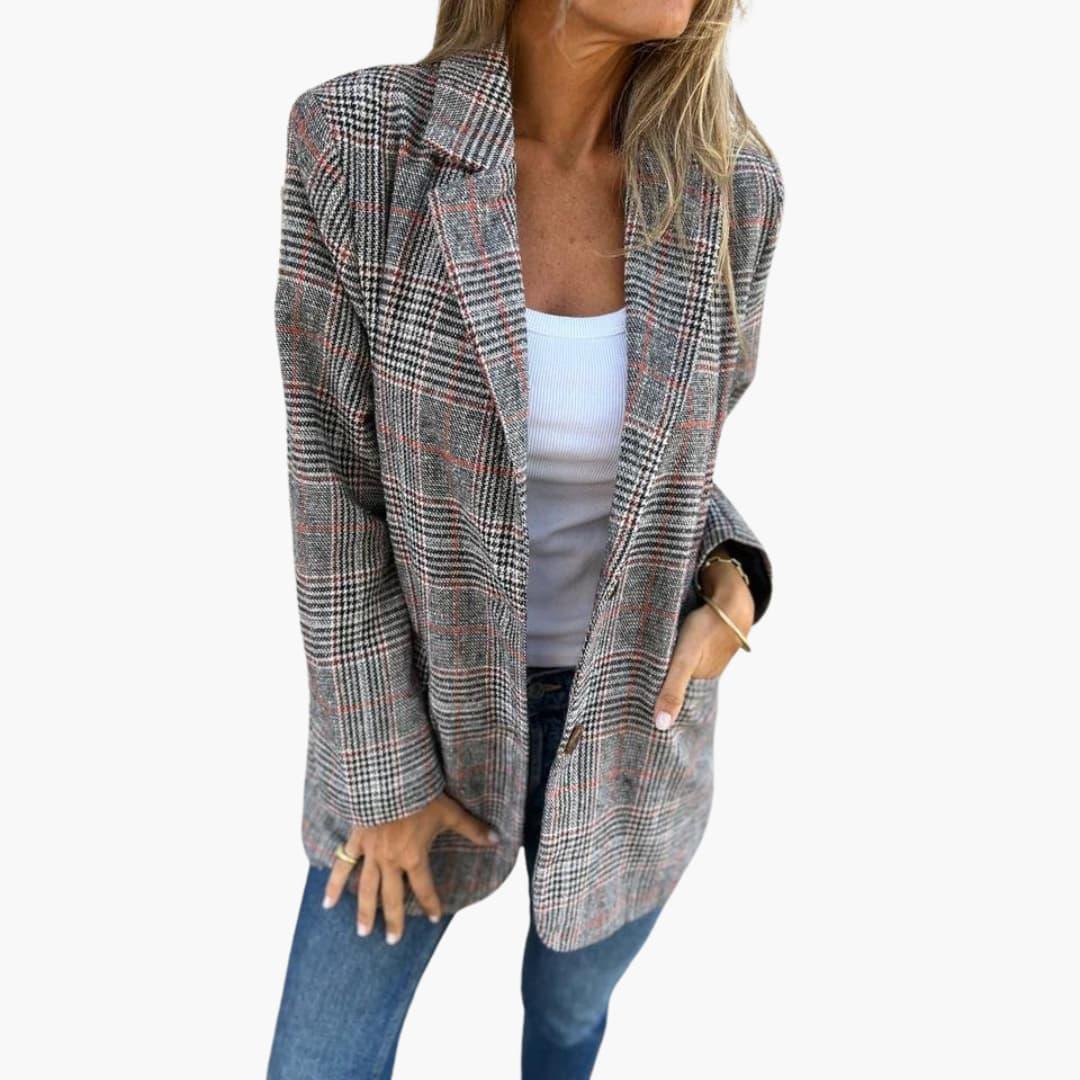 Checked Blazer for Women - Tailored Slim Fit Look