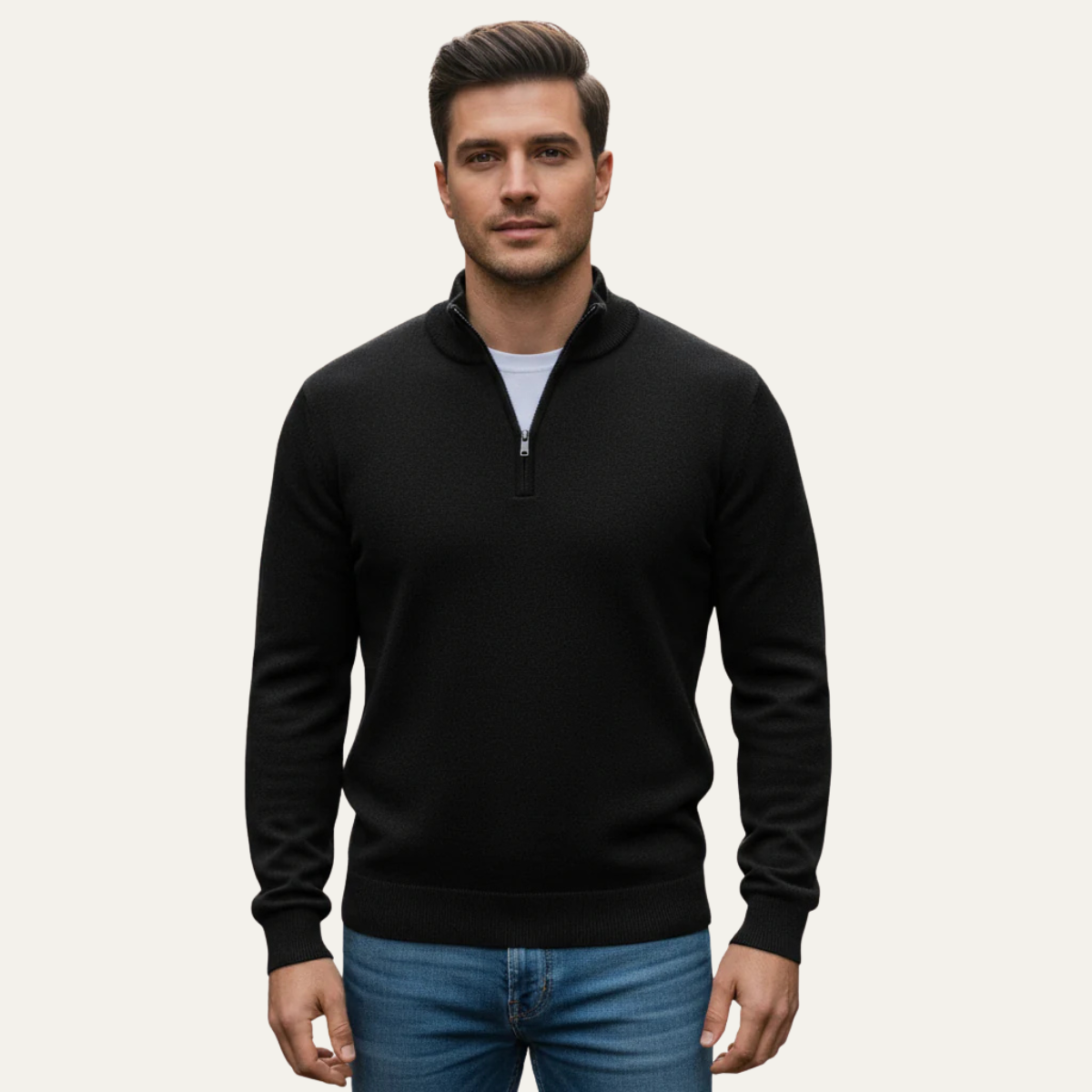 The Carver Men’sSoft Knit Casual Half Zip Cotton Sweater