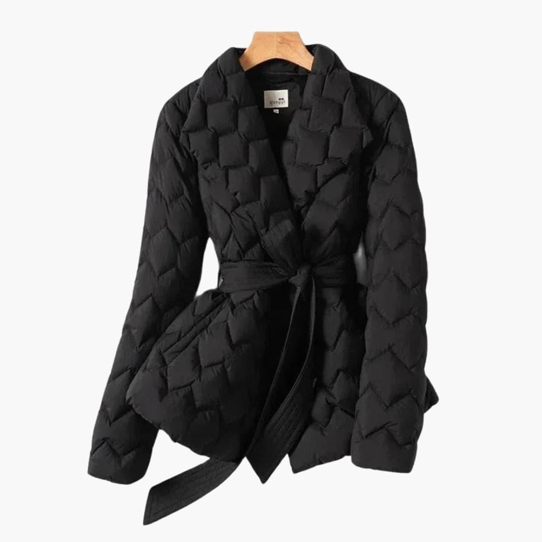 Down Coat with Belt for Women – Elegant & Warm