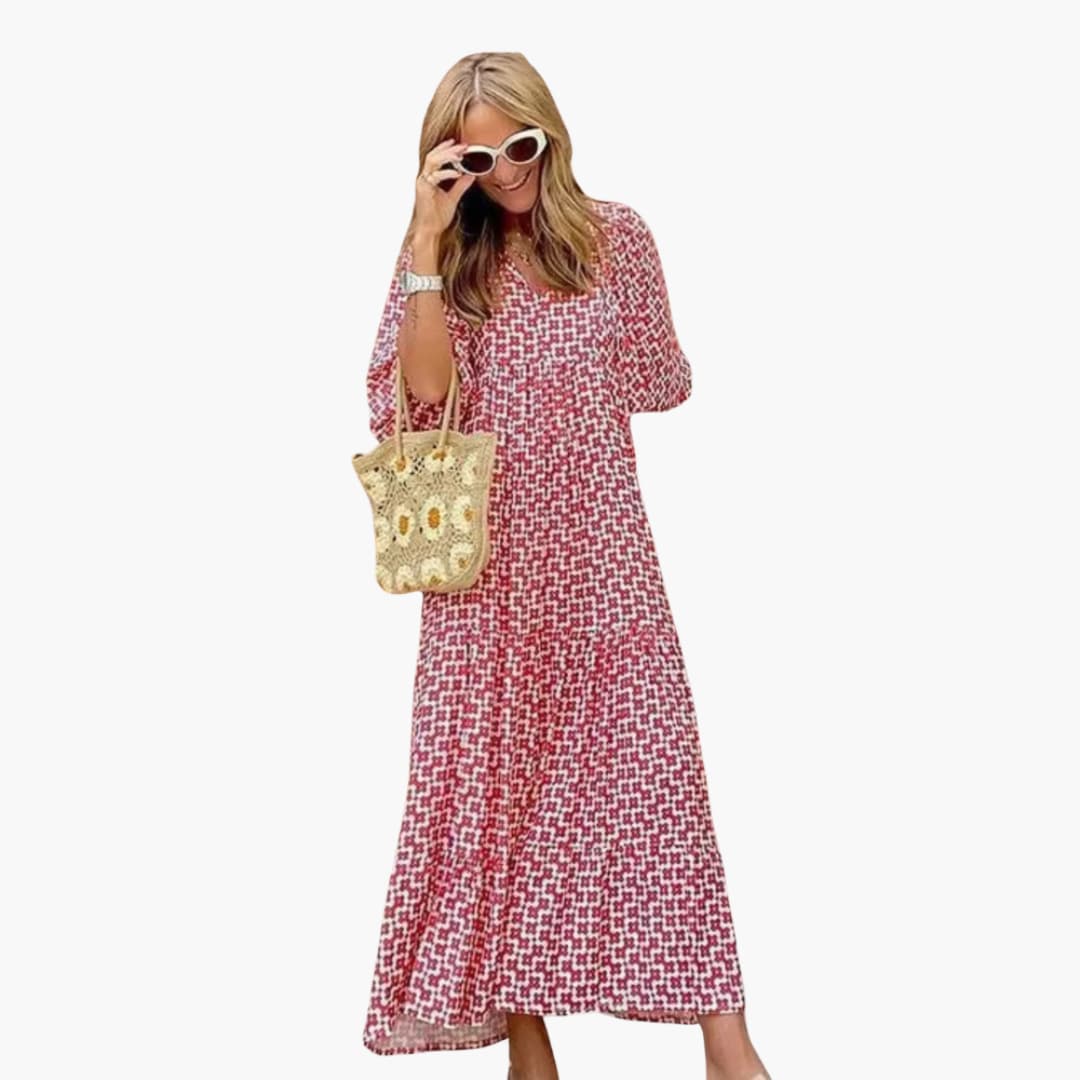 Boho Maxi Dress for Women - Floral Pattern & Loose Fit
