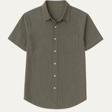 The Monaco Men's Linen Old Money Short-Sleeve White Shirt