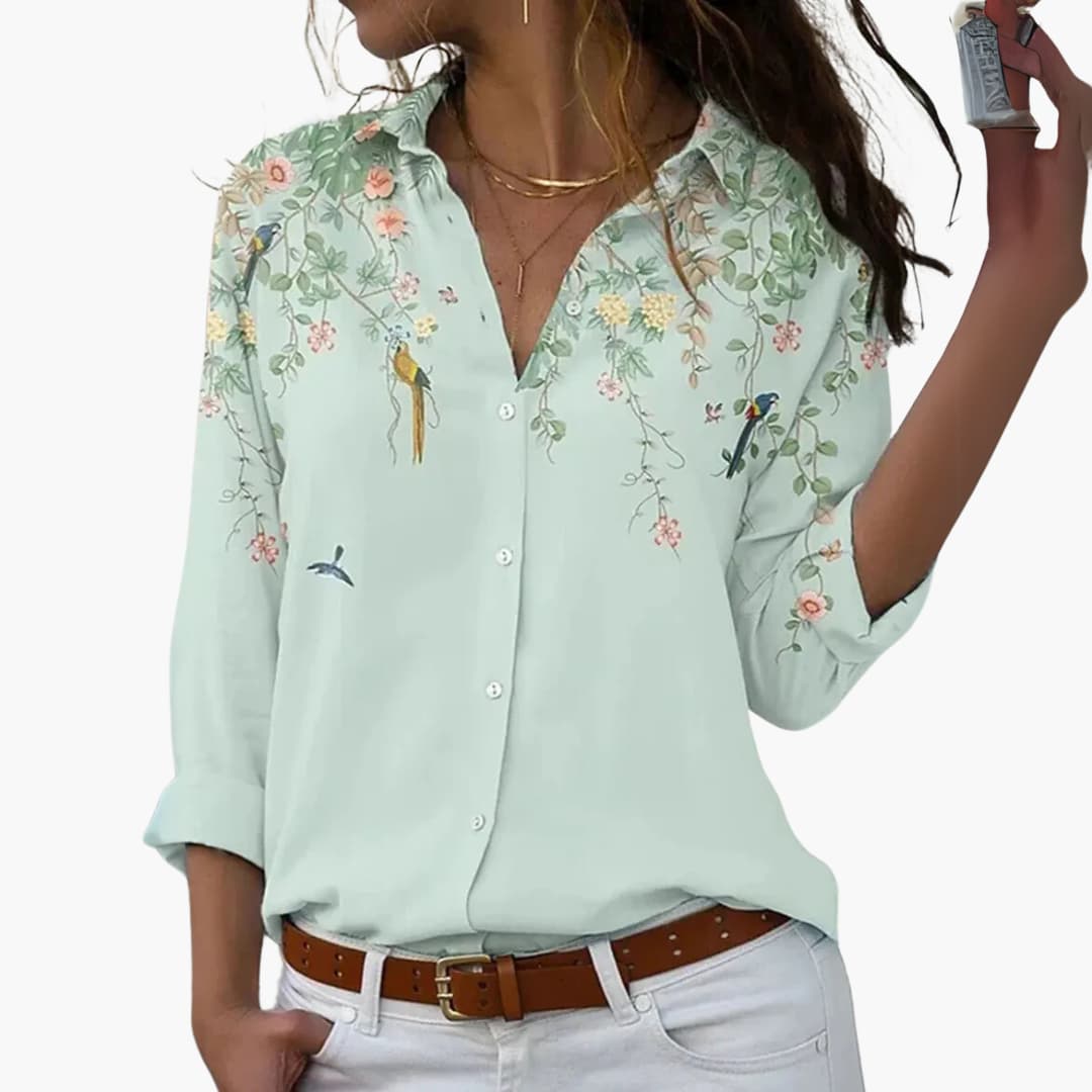 Flower Colorblock Blouse for Women - Stylish & Comfortable