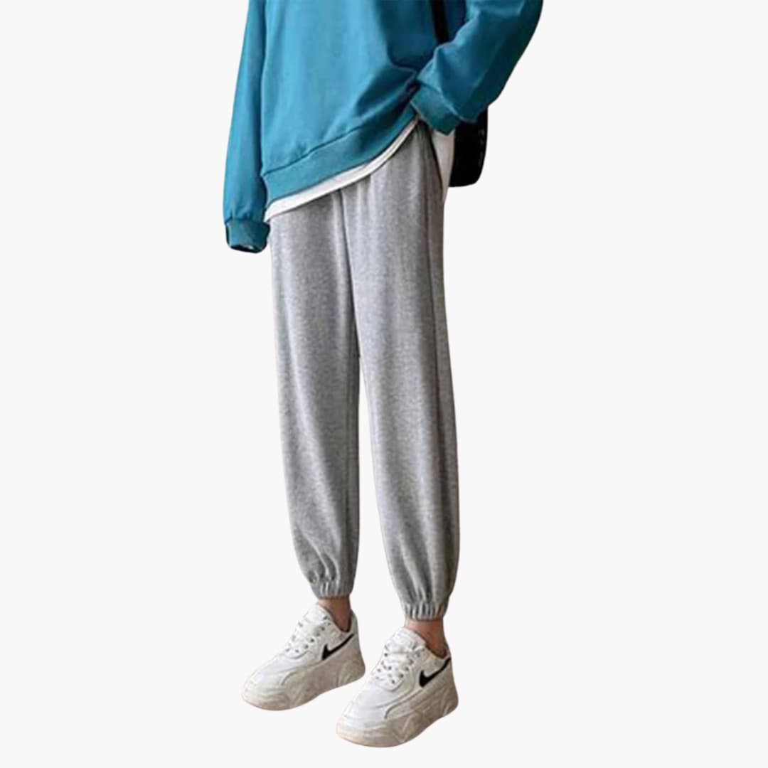 Women's Jogging Pants with Drawstring Waistband and Cuffs