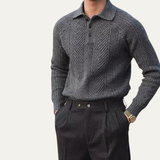 The Cortina Men's Textured Knitted Turn Down Collar Sweater